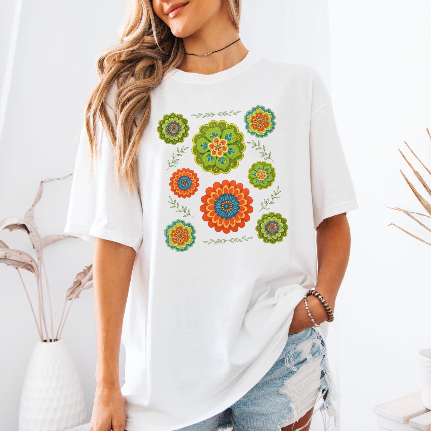 Boho Floral Mandala T-Shirt