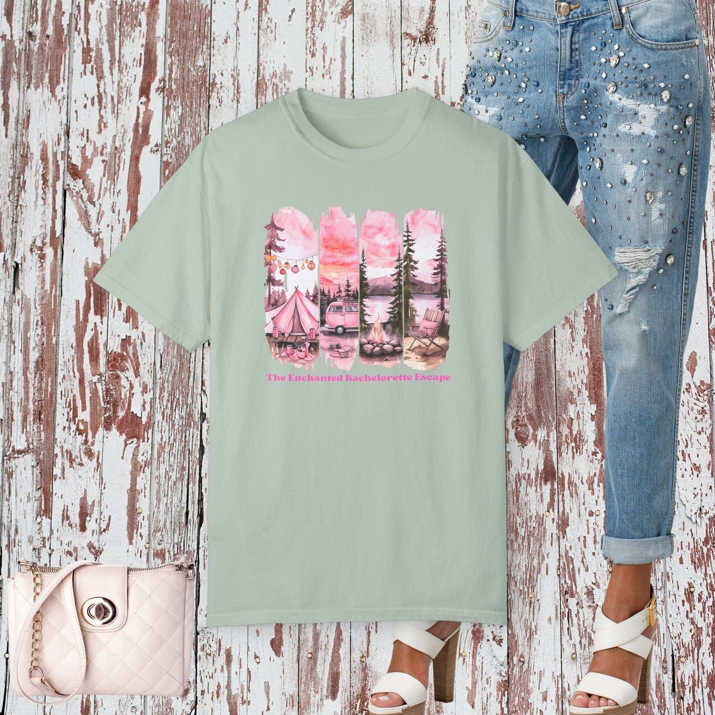 Enchanted Bachelorette Camping T-shirt - Bay / S - T-Shirt