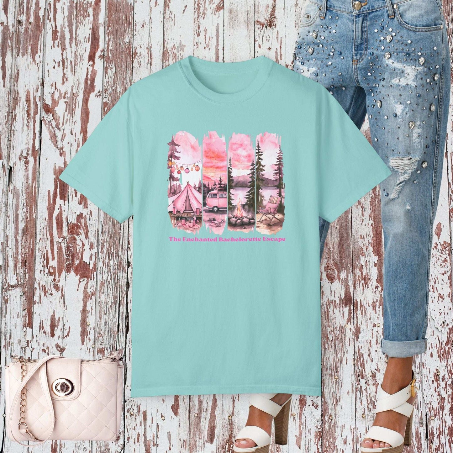 Enchanted Bachelorette Camping T-shirt - Chalky Mint / S - T-Shirt