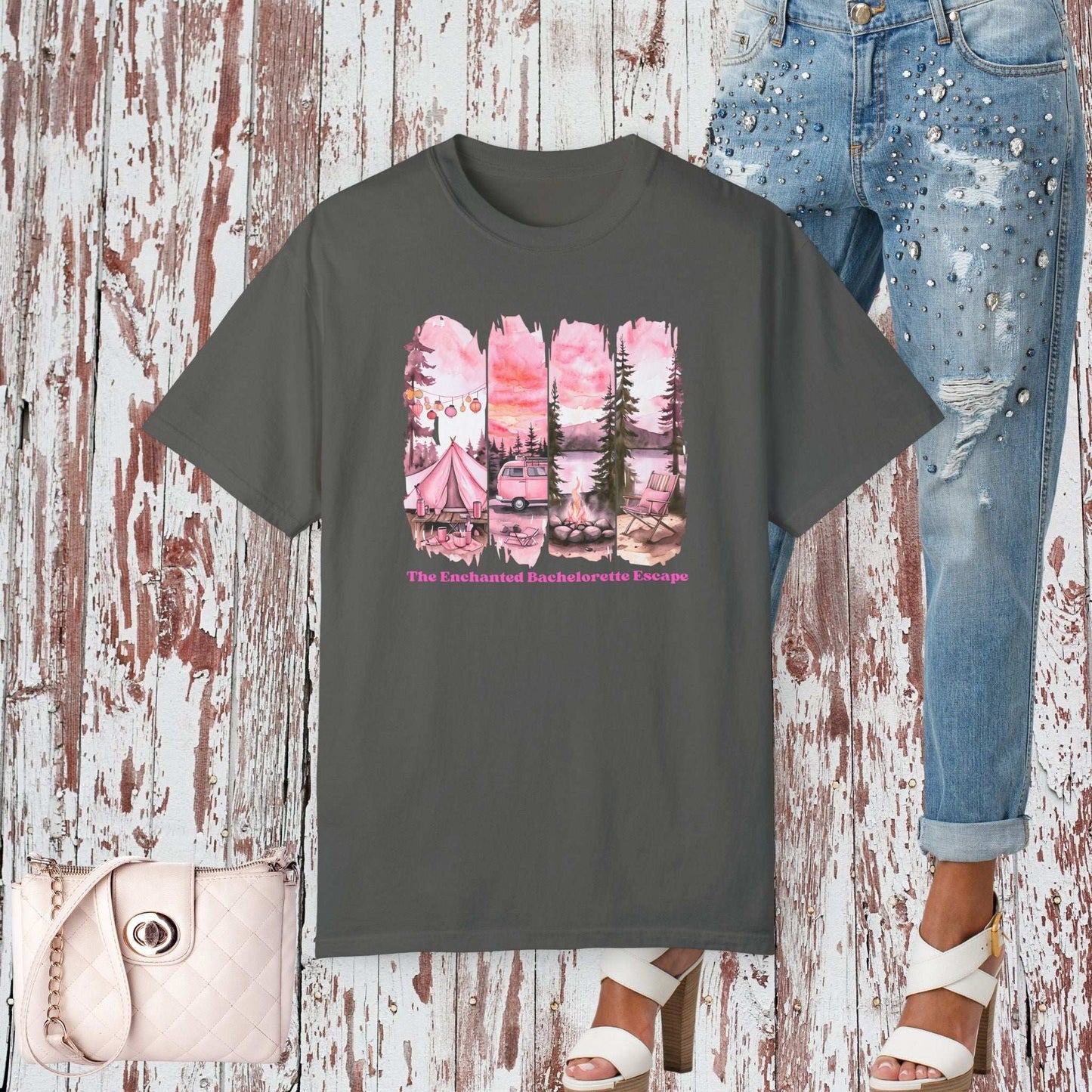 Enchanted Bachelorette Camping T-shirt - Pepper / S - T-Shirt
