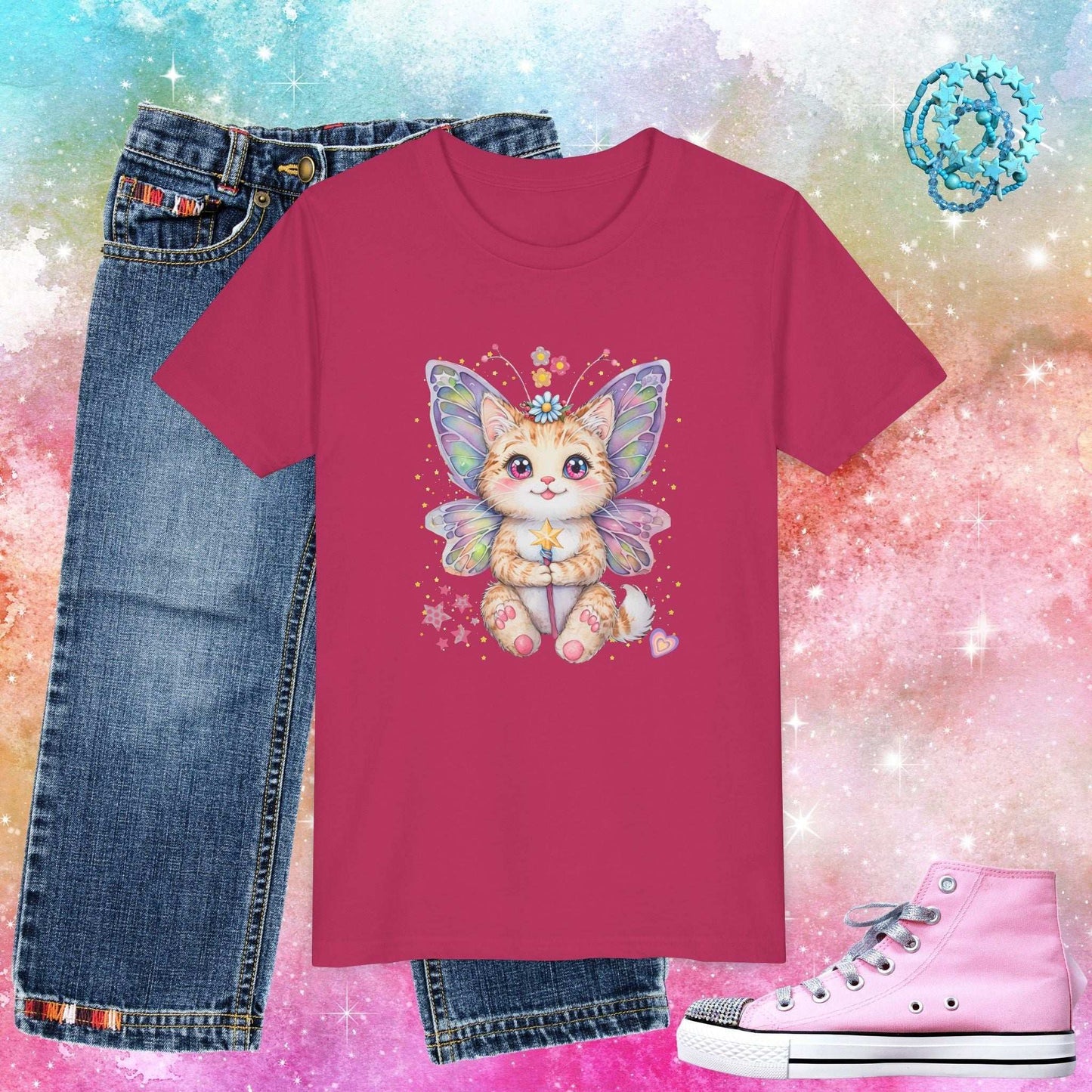 Fairy Cat T-Shirt - S / Berry - Kids clothes