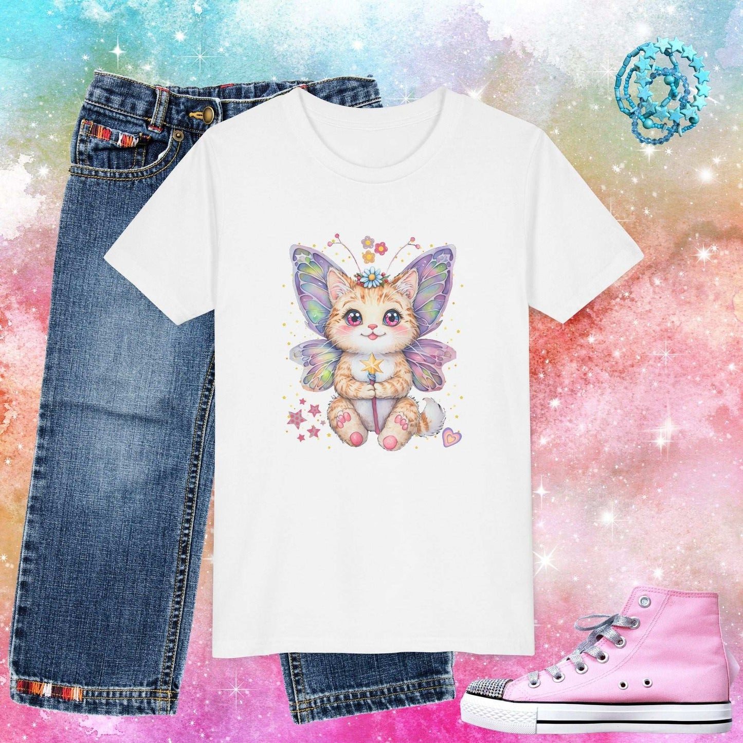 Fairy Cat T-Shirt - S / White - Kids clothes
