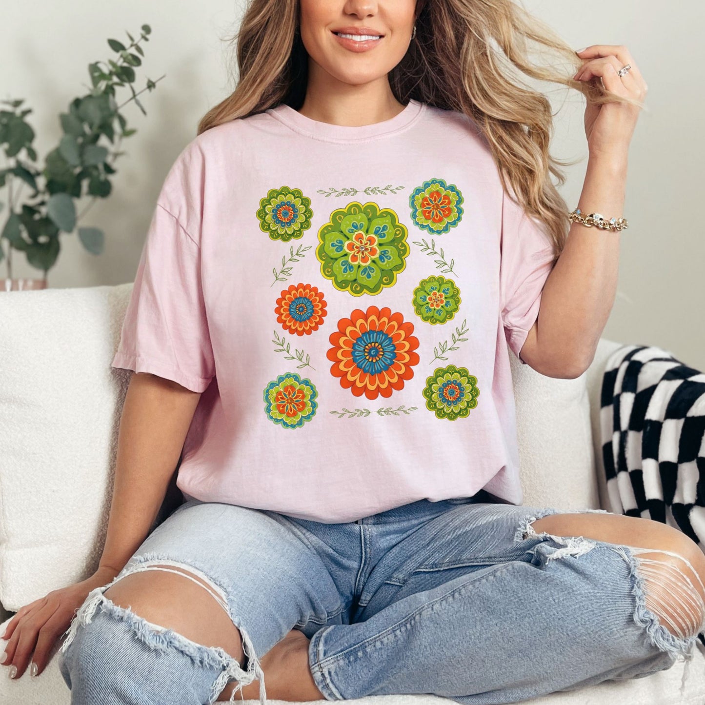 Boho Floral Mandala T-Shirt