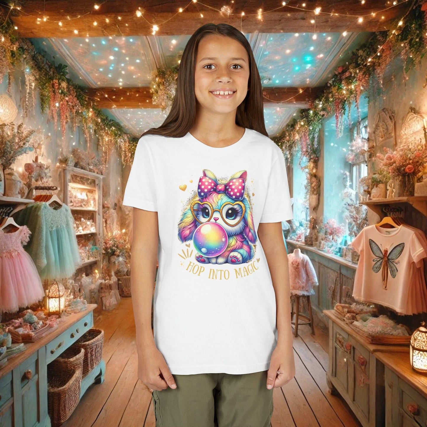 Bunny Bubble Gum Youth T-Shirt - Fairy Dust Tee Shop