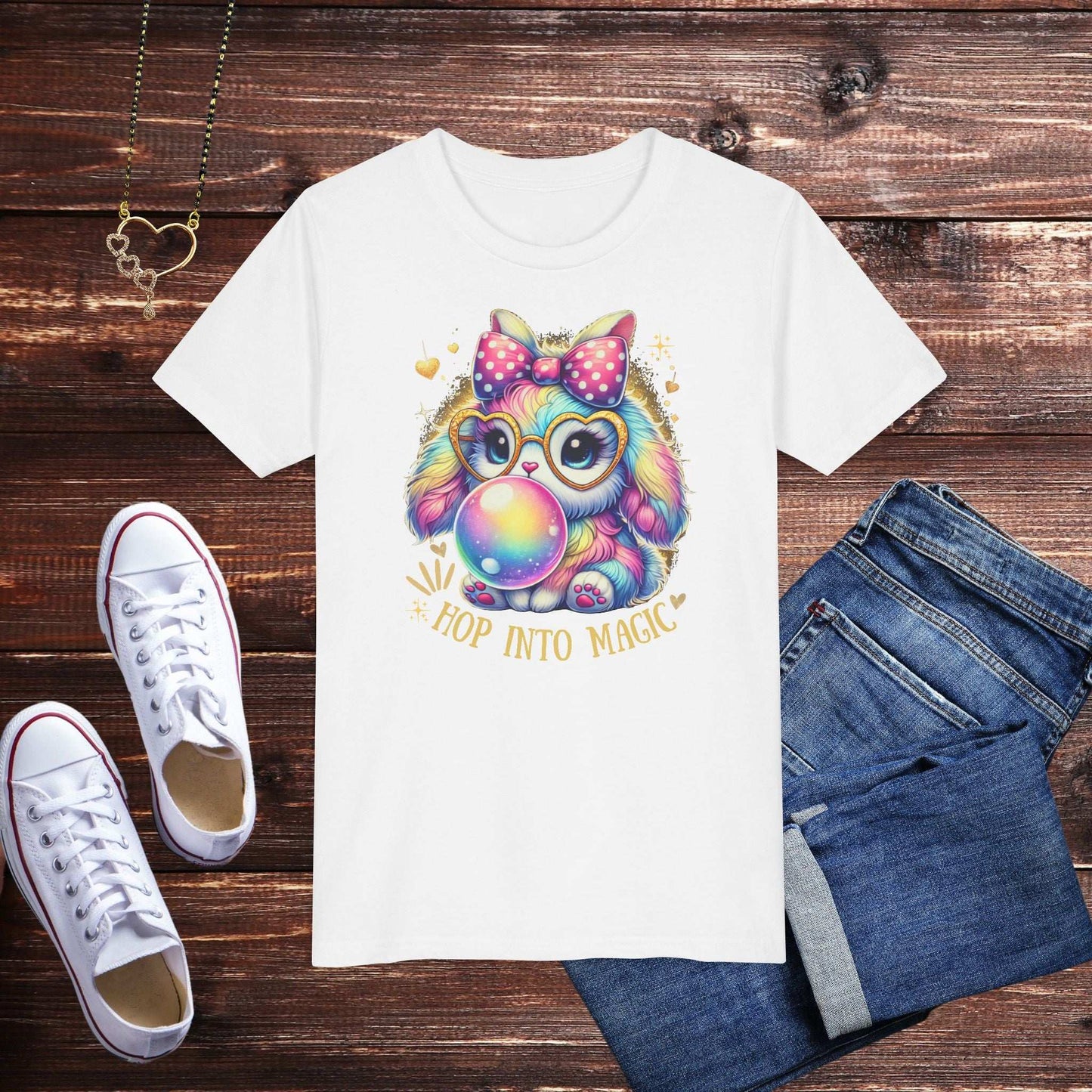Bunny Bubble Gum Youth T-Shirt - Fairy Dust Tee Shop