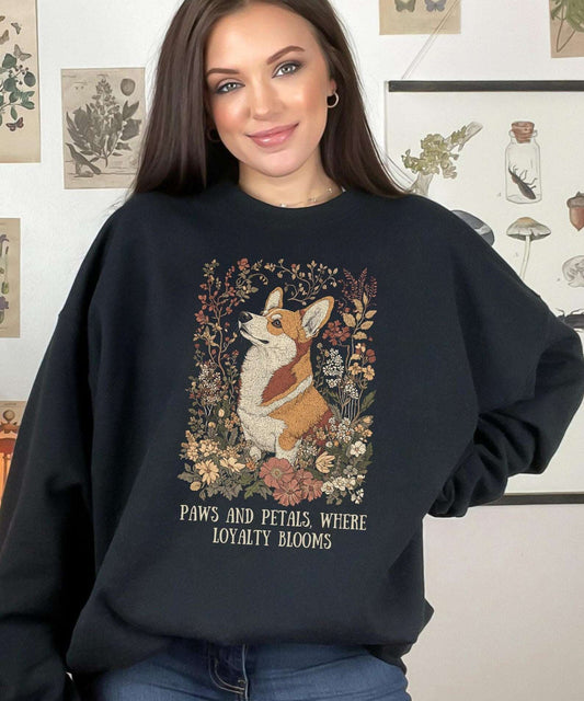 Corgi Floral Sweatshirt - Fairy Dust Tee Shop