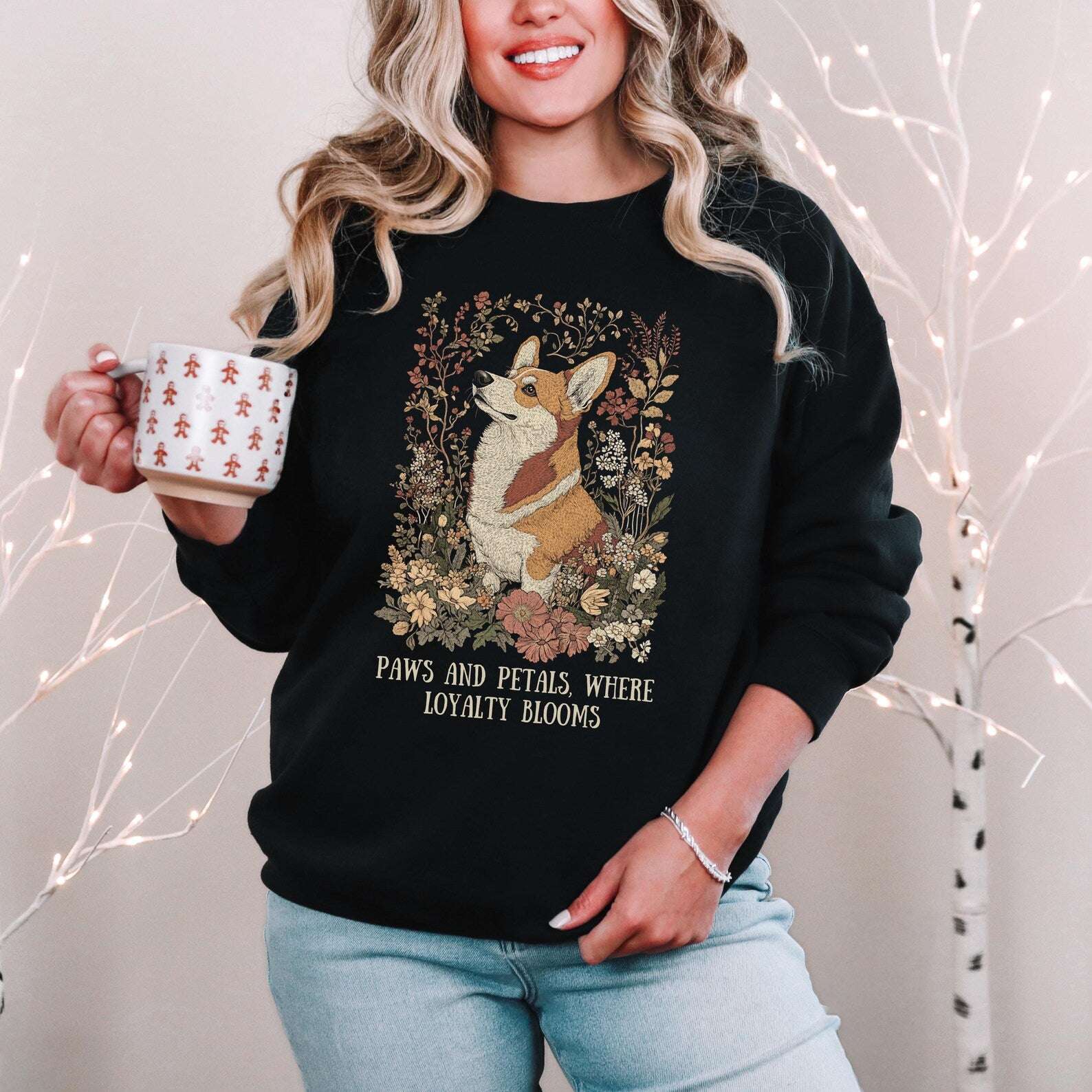 Corgi Floral Sweatshirt - Fairy Dust Tee Shop