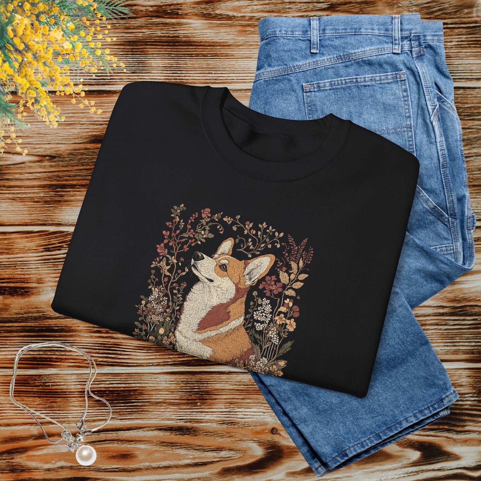 Corgi Floral Sweatshirt - Fairy Dust Tee Shop