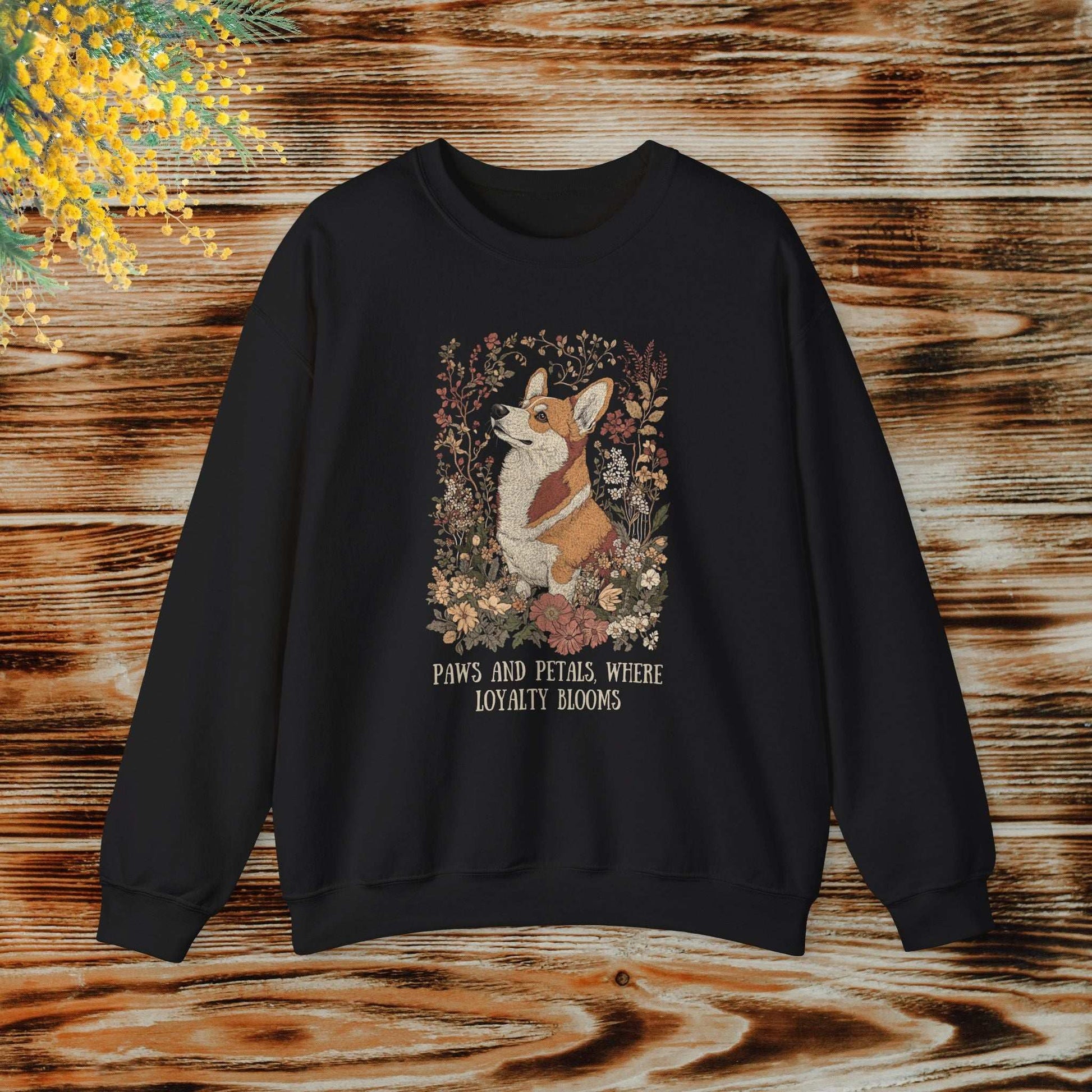 Corgi Floral Sweatshirt - Fairy Dust Tee Shop