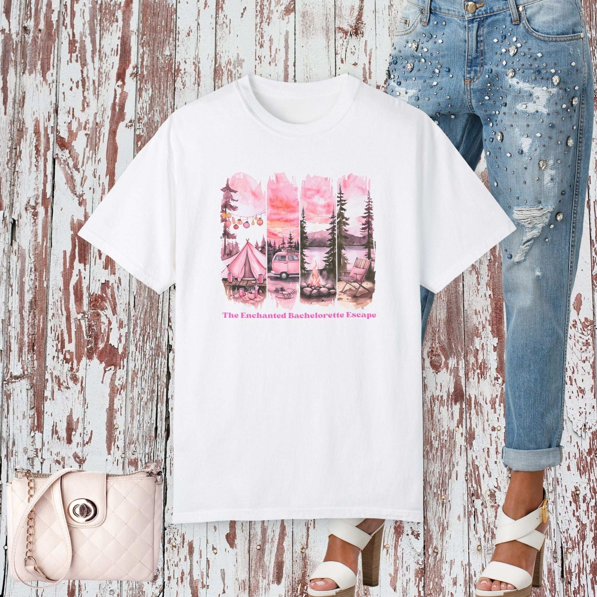 Enchanted Bachelorette Camping T-shirt - White / S - T-Shirt