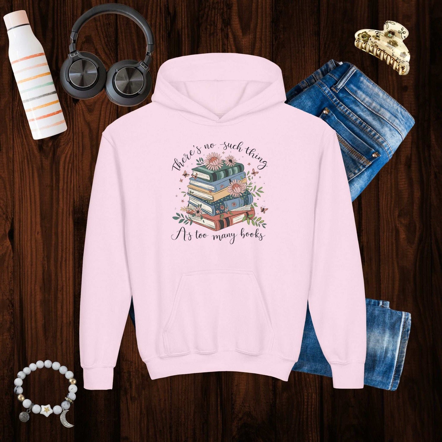 Floral Book Youth Hoodie - Fairy Dust Tee Shop