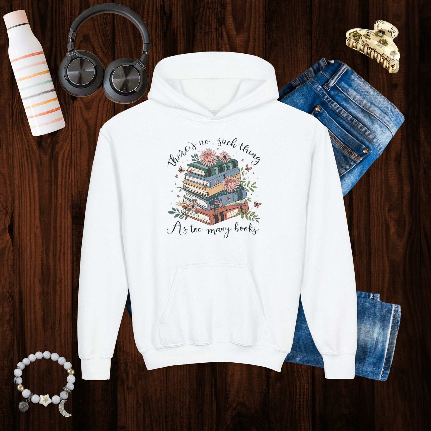 Floral Book Youth Hoodie - Fairy Dust Tee Shop