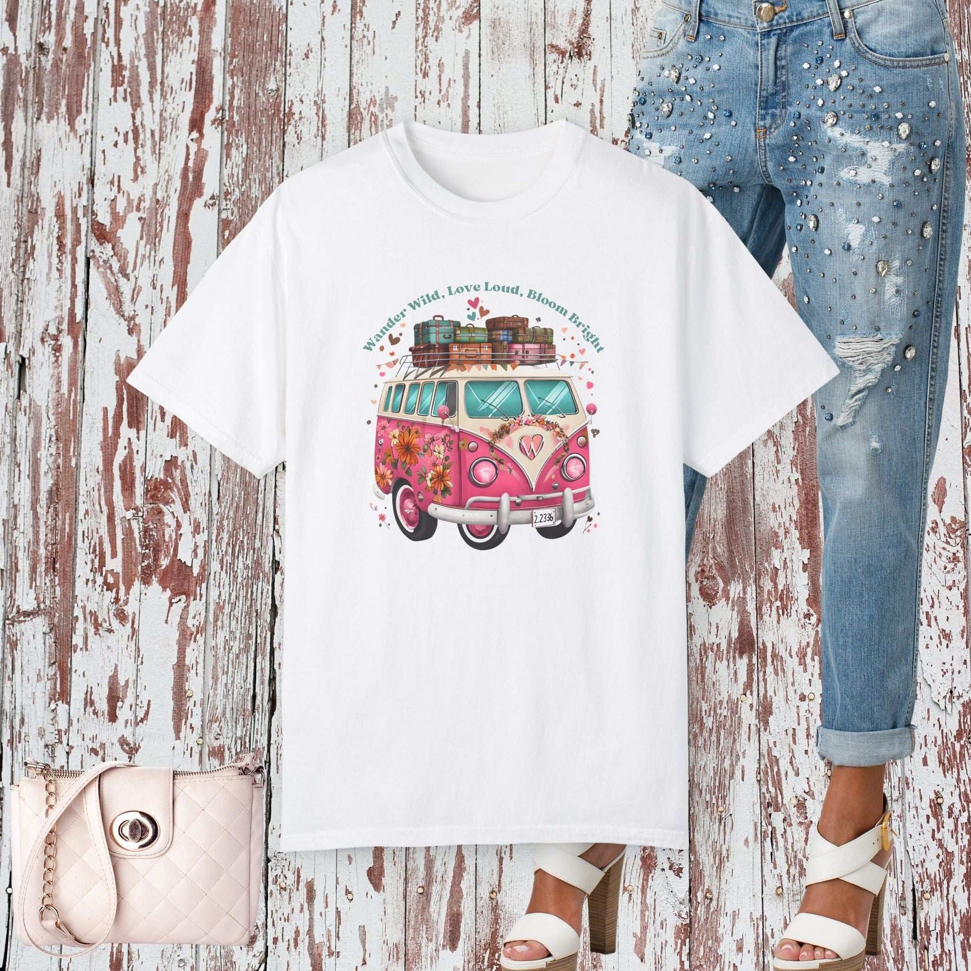 Floral Van T-Shirt - White / S - T-Shirt