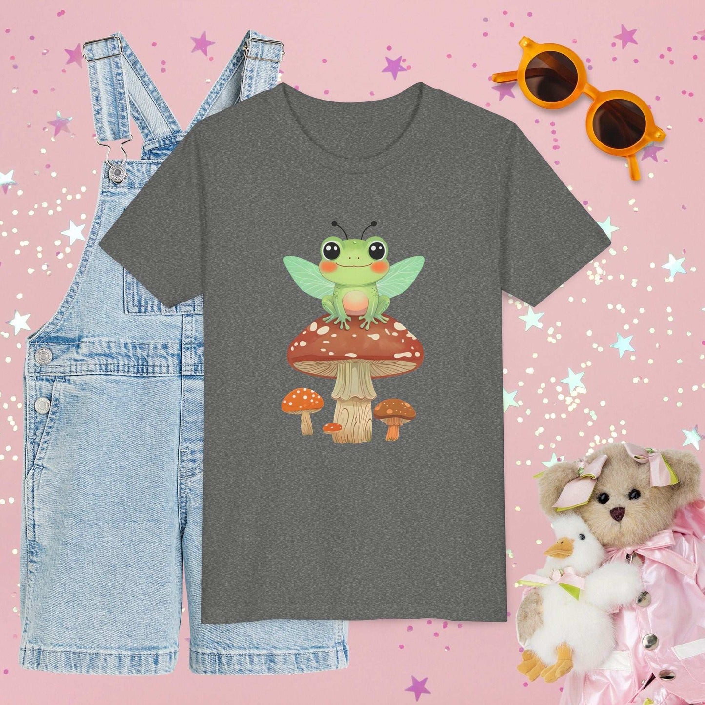 Frog Fairy T-shirt - S / Deep Heather - Kids clothes