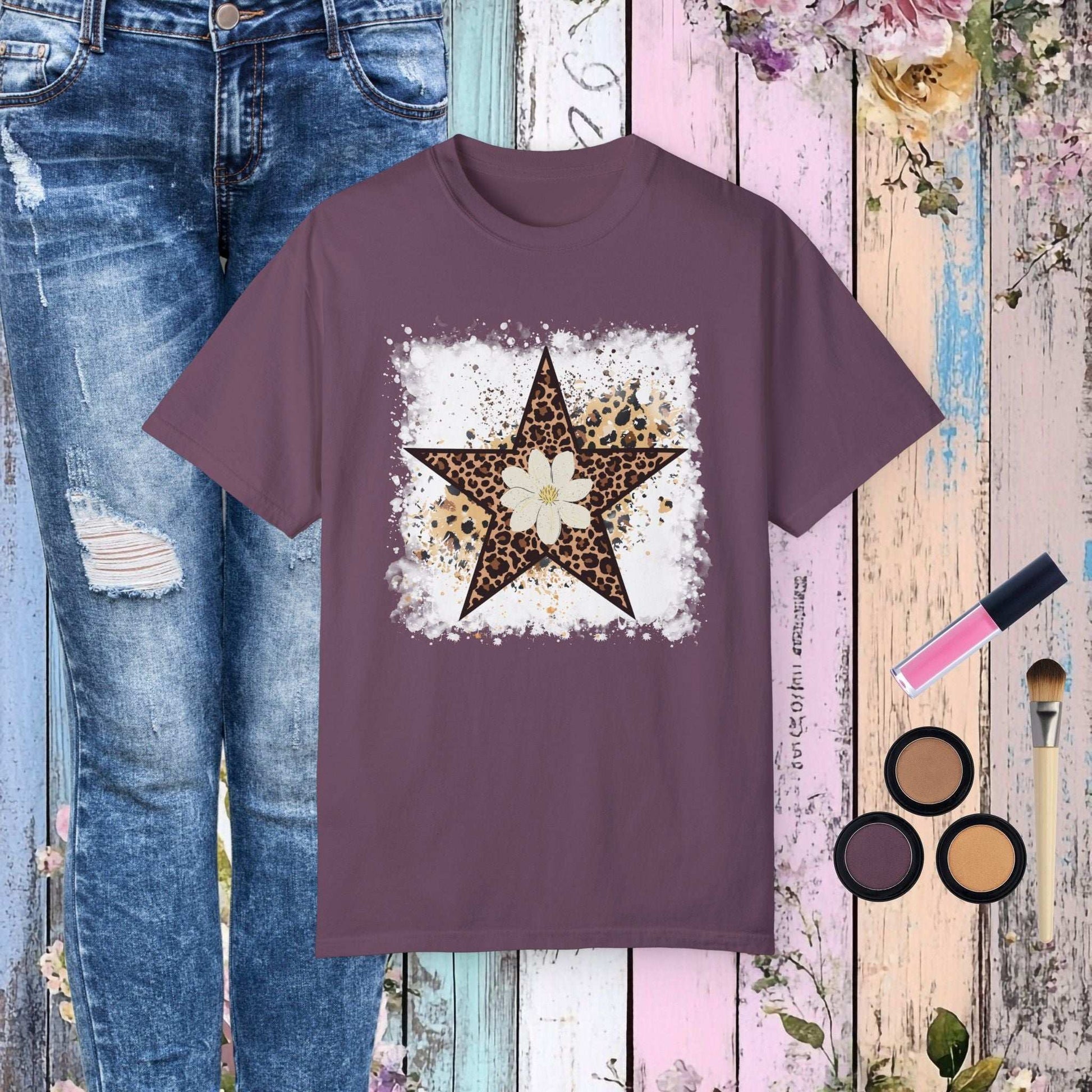 Leopard Star T-Shirt - Berry / S - T-Shirt