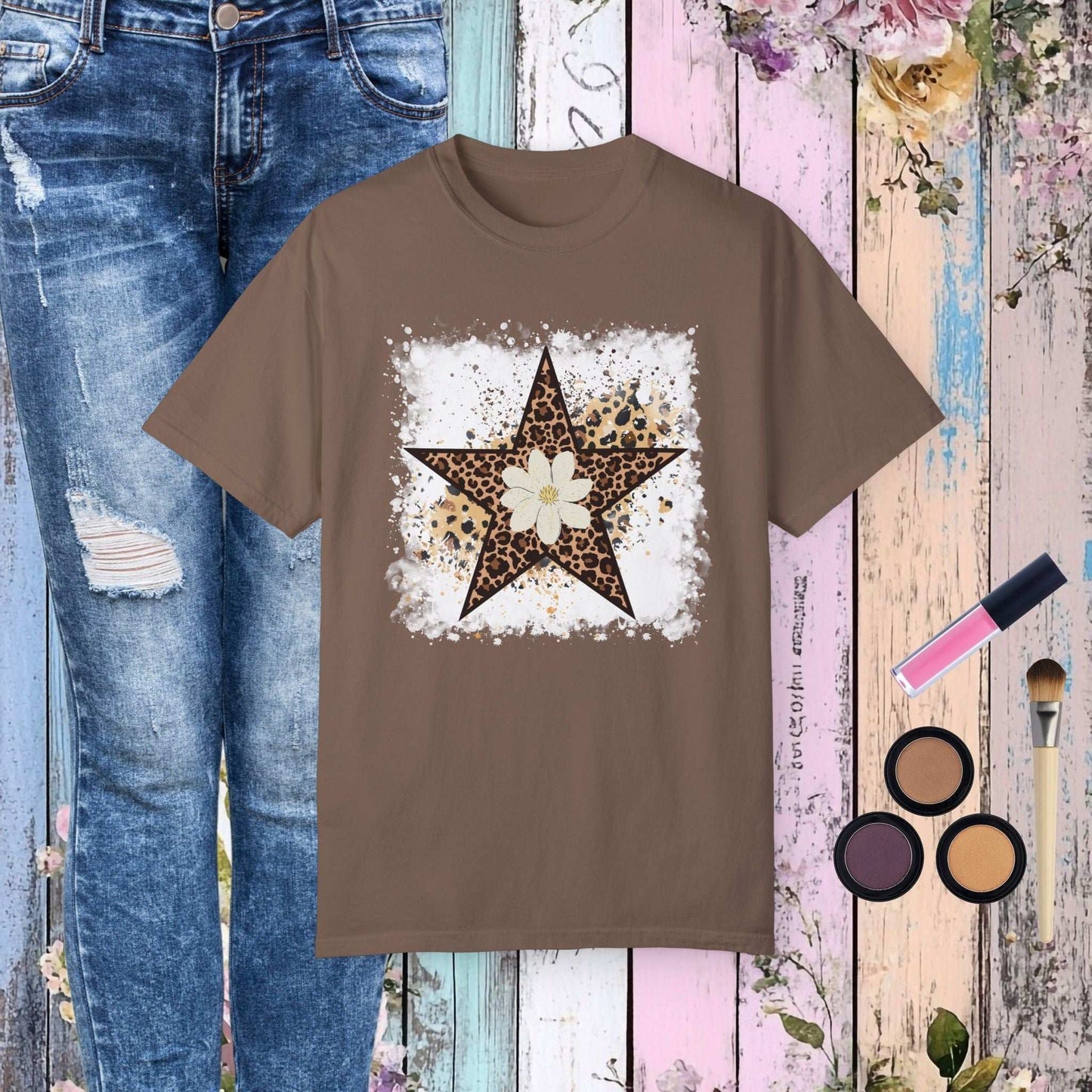 Leopard Star T-Shirt - Espresso / S - T-Shirt