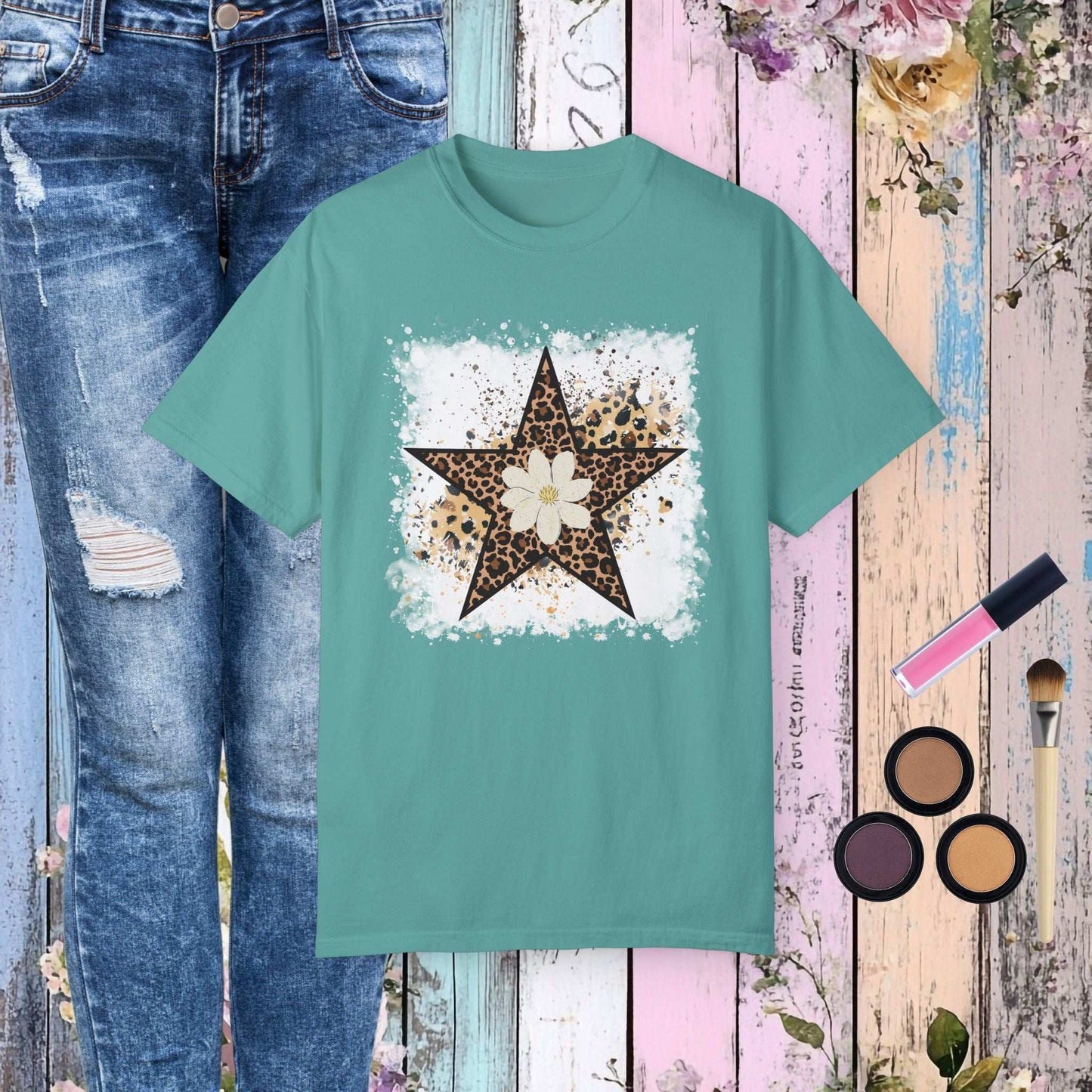Leopard Star T-Shirt - Seafoam / S - T-Shirt