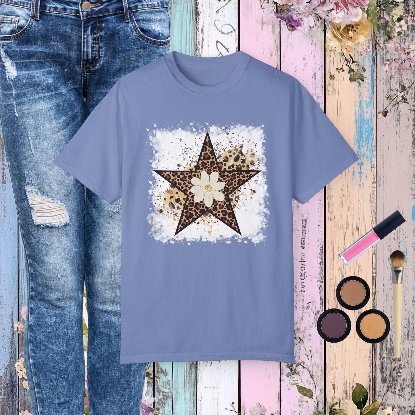 Leopard Star T-Shirt - Washed Denim / S - T-Shirt