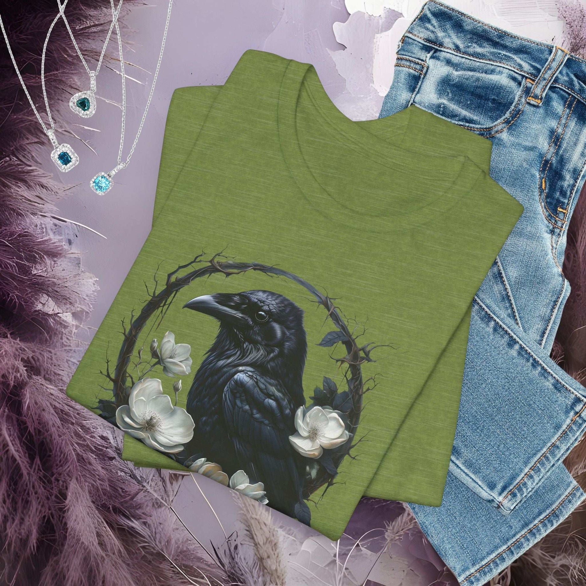 Moonflower Raven T-shirt - Fairy Dust Tee Shop