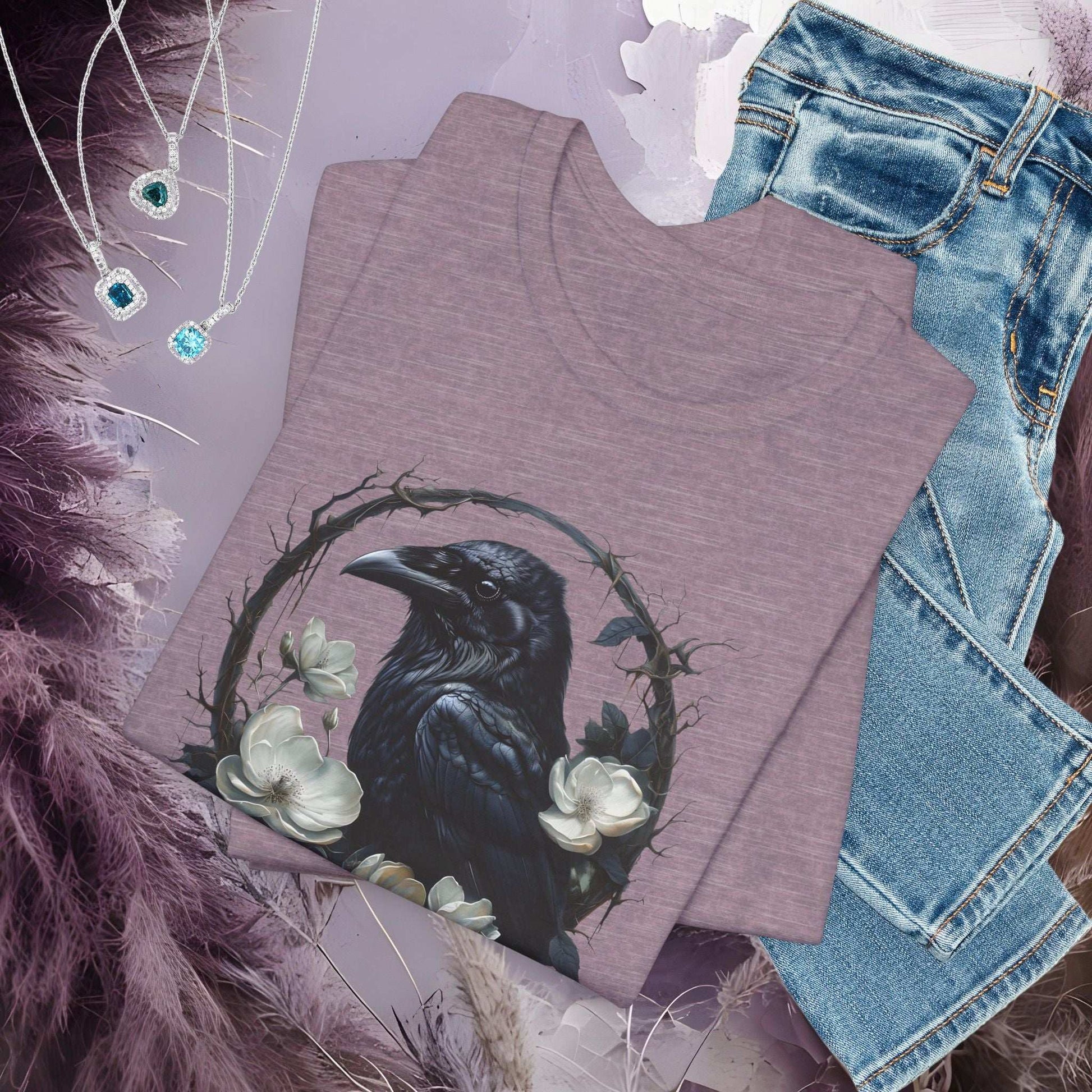 Moonflower Raven T-shirt - Fairy Dust Tee Shop