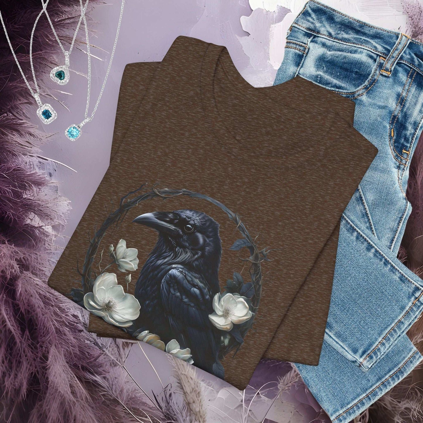 Moonflower Raven T-shirt - Fairy Dust Tee Shop