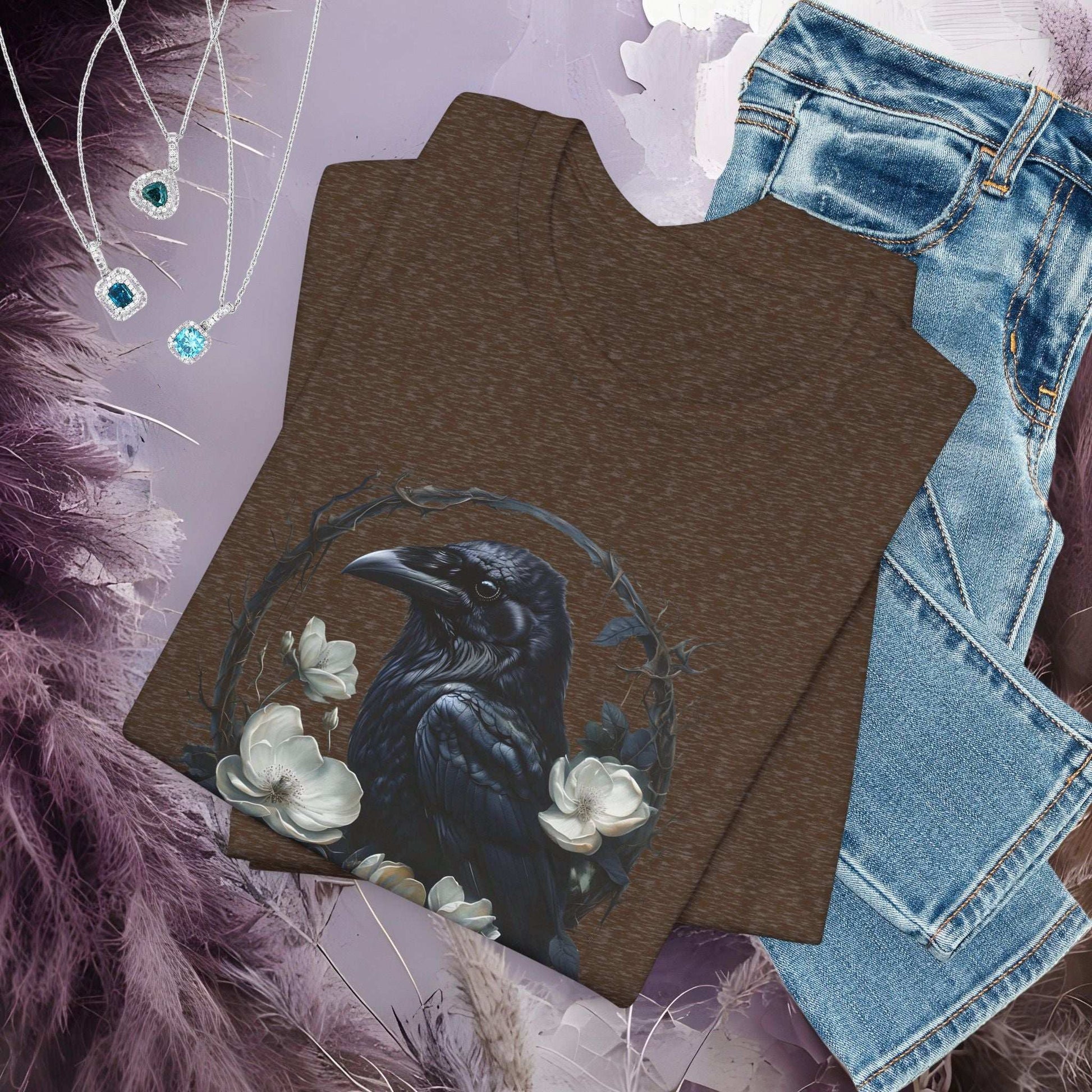 Moonflower Raven T-shirt - Fairy Dust Tee Shop