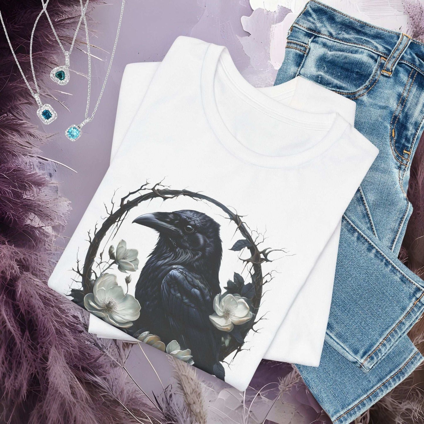Moonflower Raven T-shirt - Fairy Dust Tee Shop