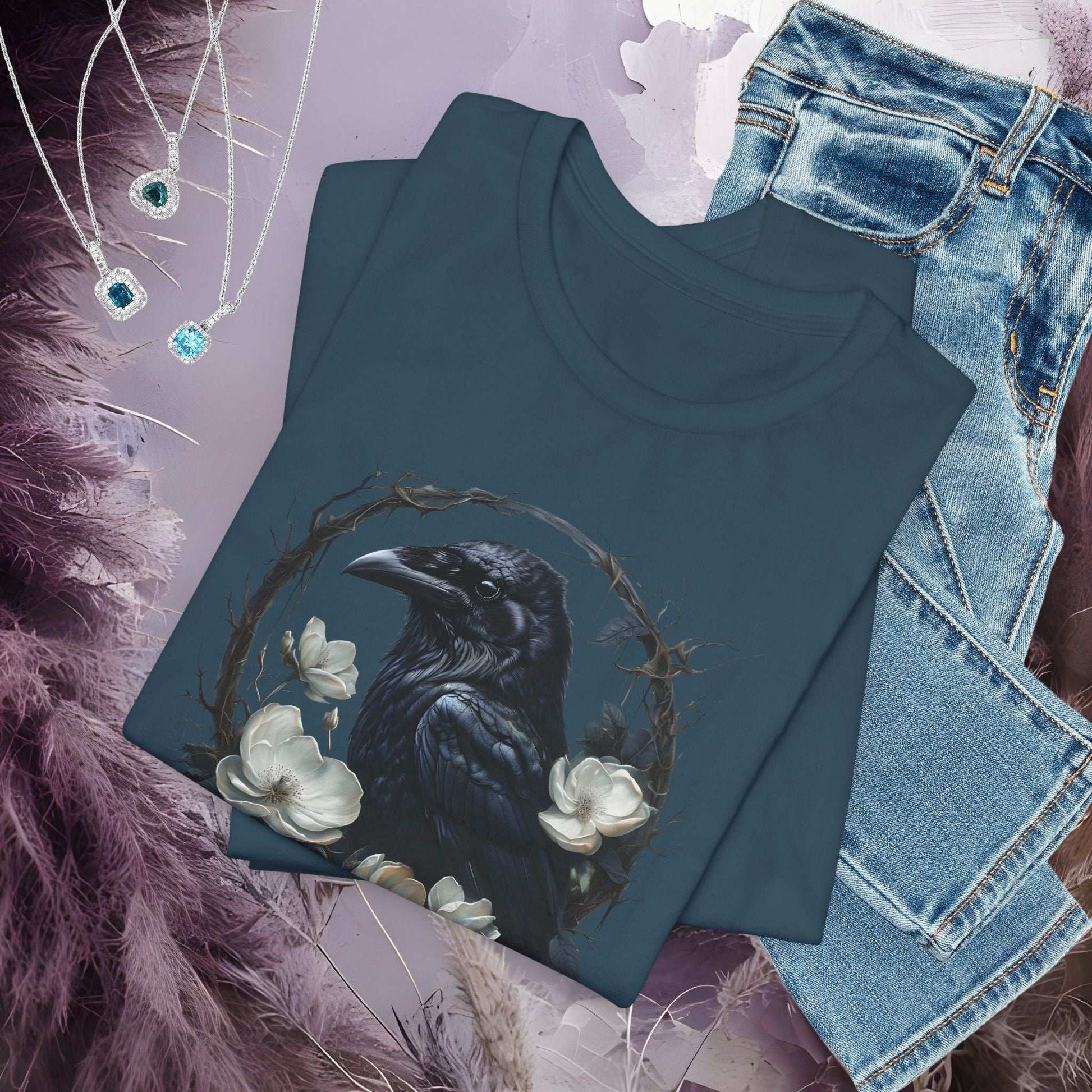 Moonflower Raven T-shirt - Fairy Dust Tee Shop