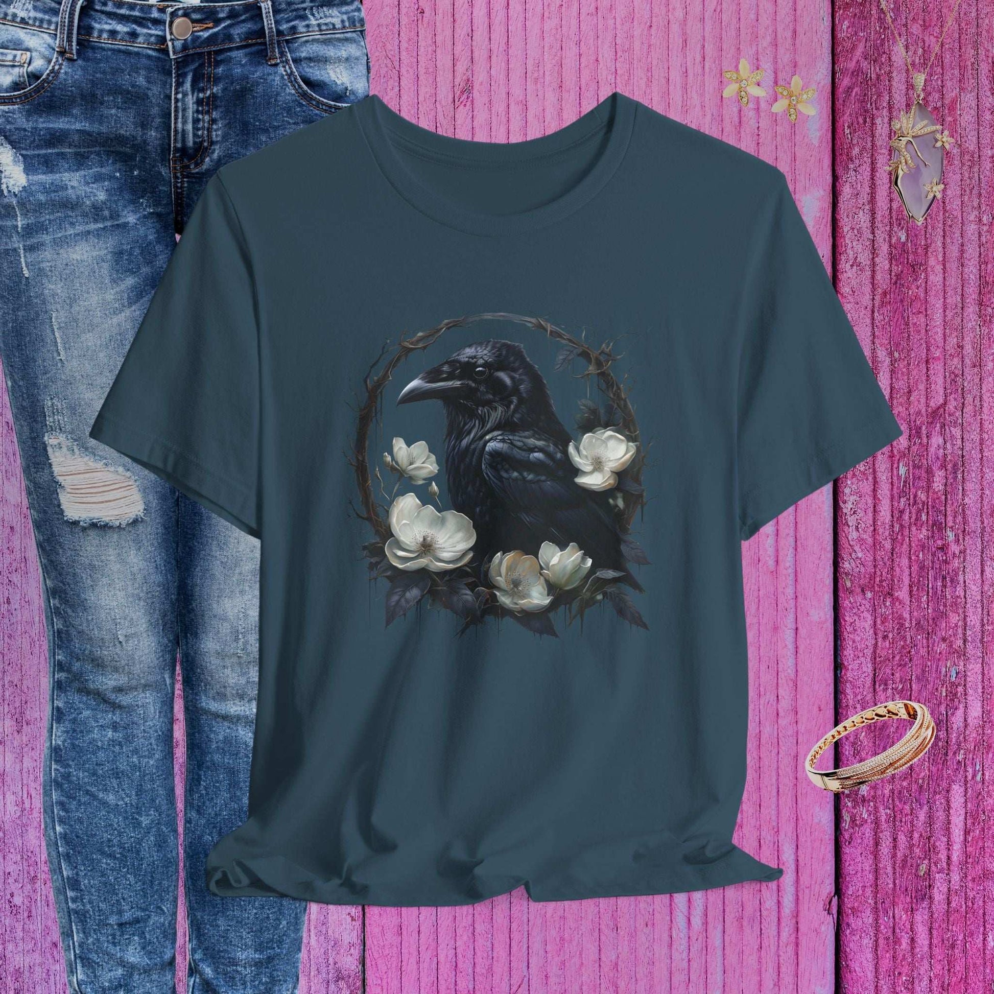 Moonflower Raven T-shirt - Fairy Dust Tee Shop