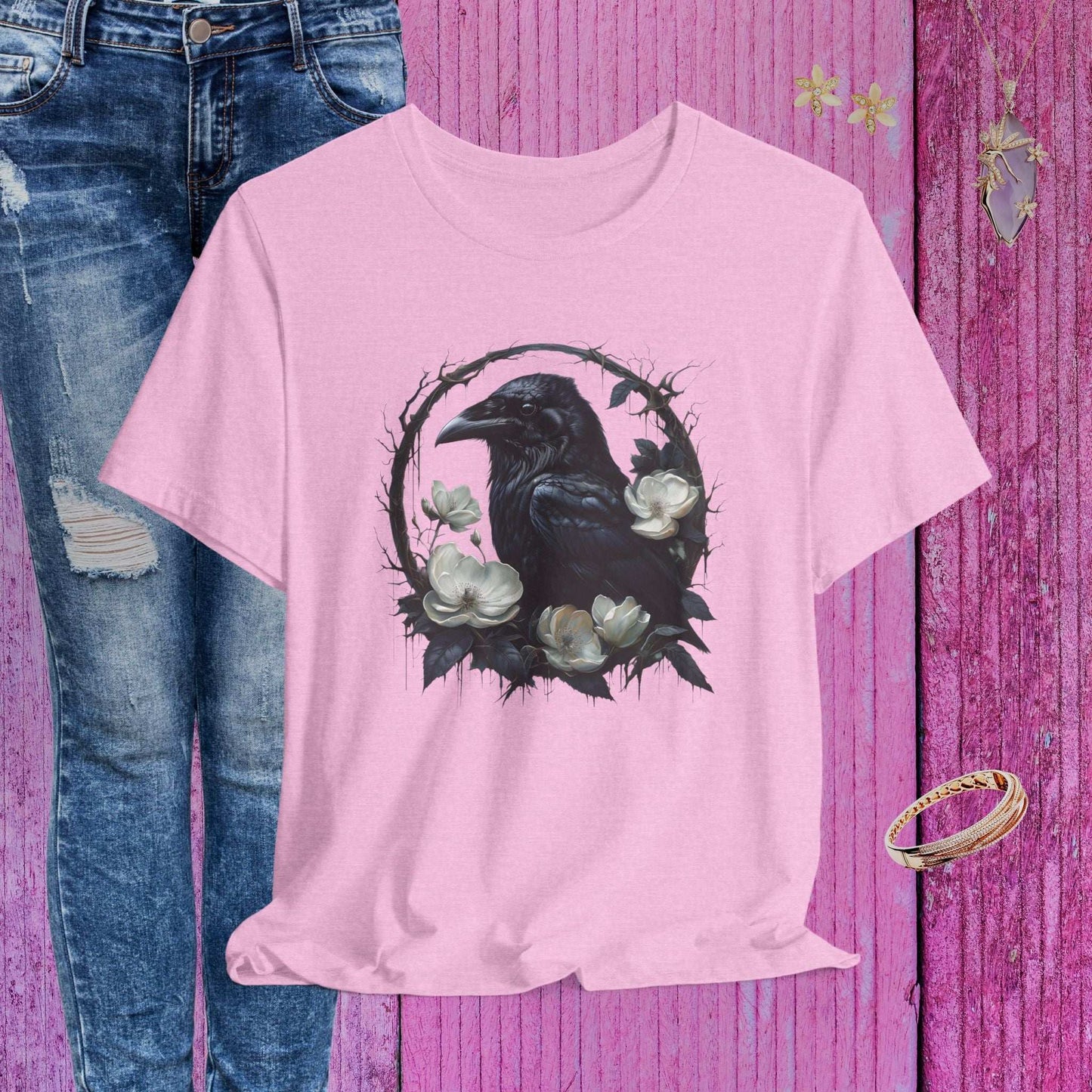 Moonflower Raven T-shirt - Fairy Dust Tee Shop