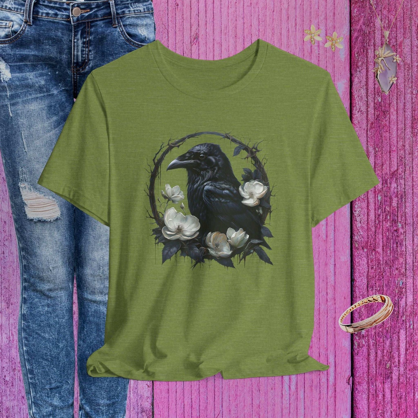 Moonflower Raven T-shirt - Fairy Dust Tee Shop