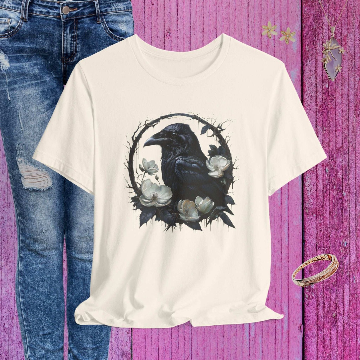 Moonflower Raven T-shirt - Fairy Dust Tee Shop