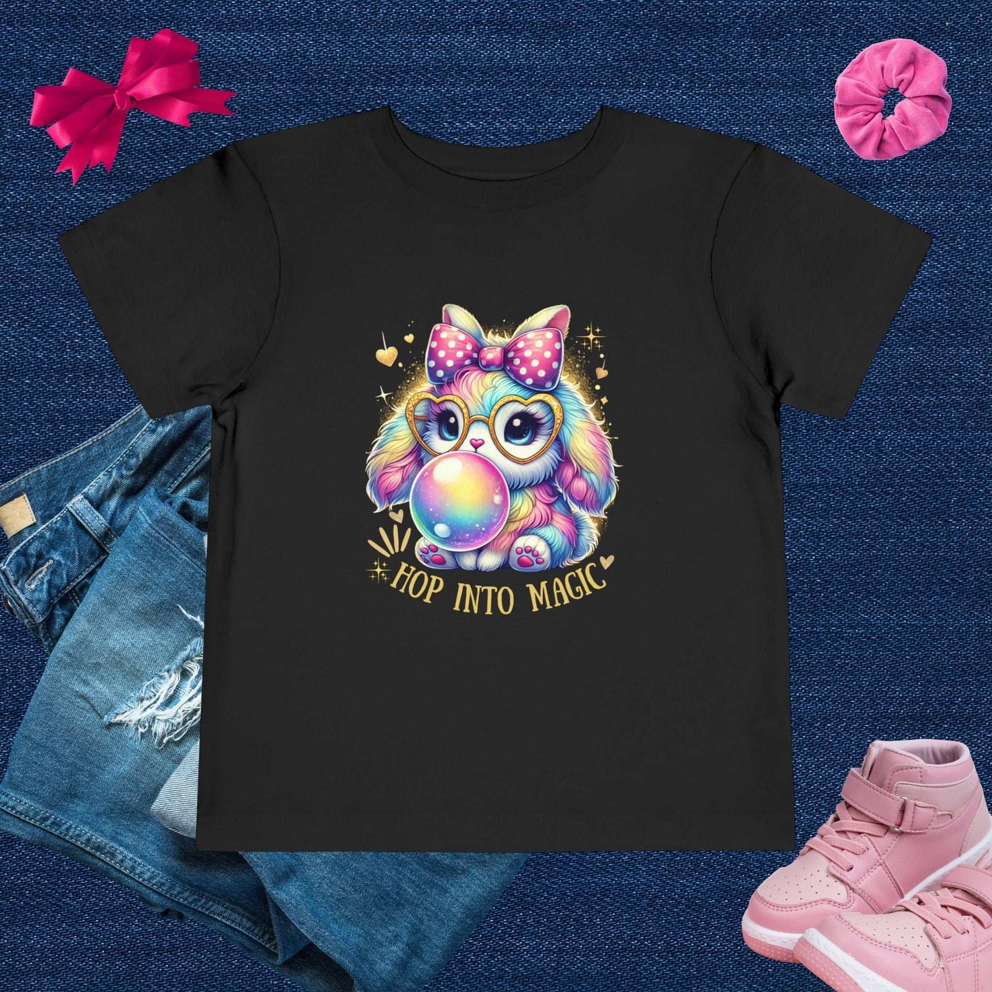 Rainbow Bunny Bubble Gum Toddler T-shirt - Fairy Dust Tee Shop