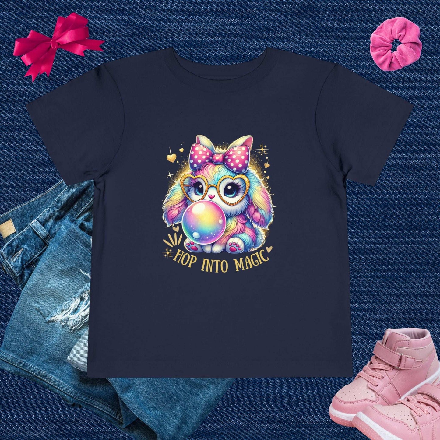Rainbow Bunny Bubble Gum Toddler T-shirt - Fairy Dust Tee Shop