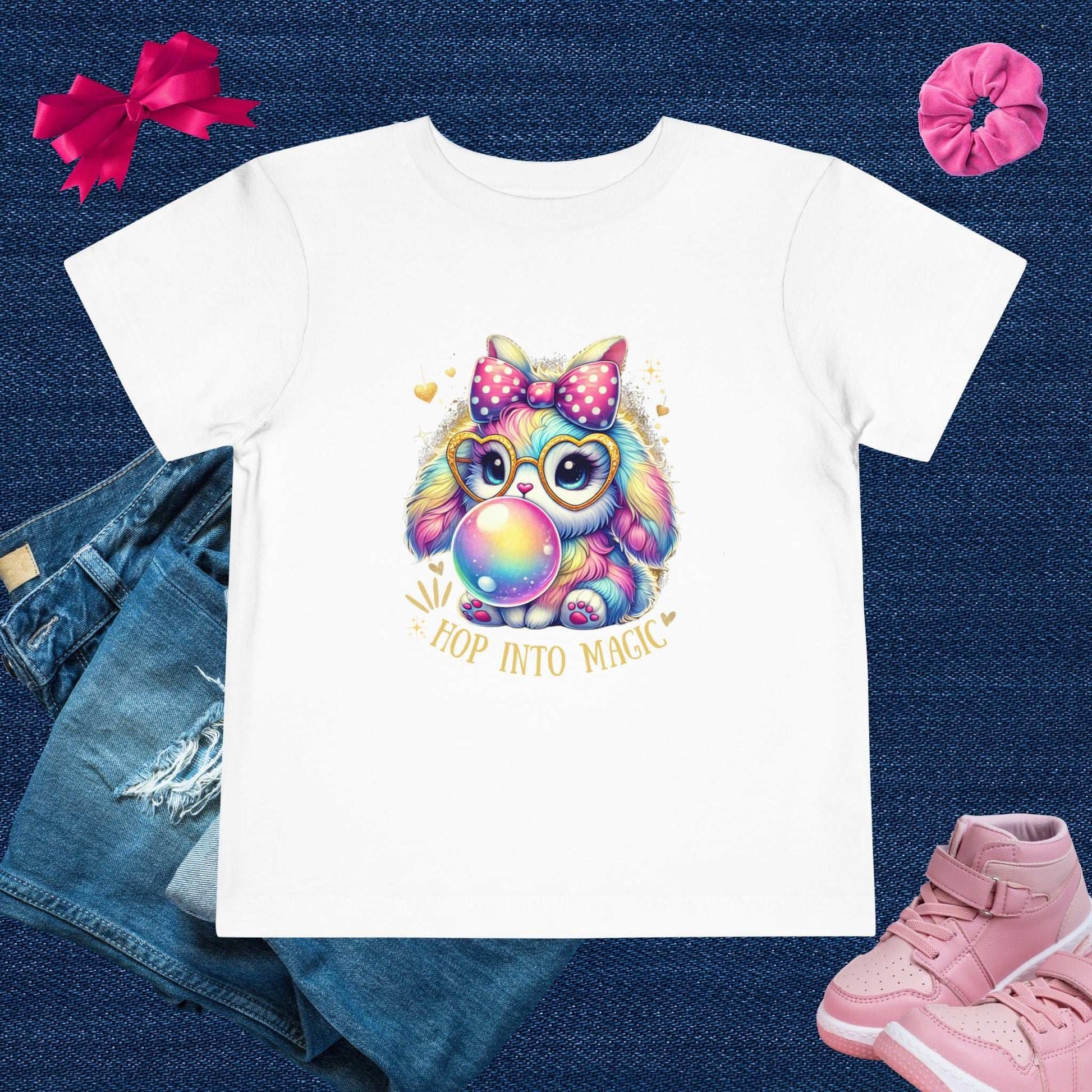 Rainbow Bunny Bubble Gum Toddler T-shirt - Fairy Dust Tee Shop