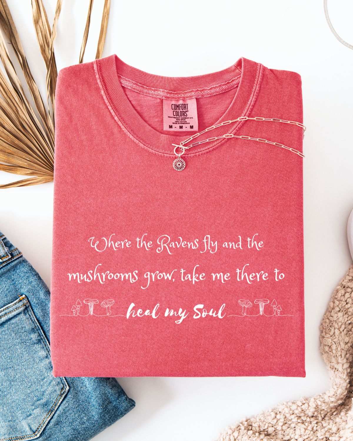 Ravens Mushrooms & Enchanted Forest Vibes T-shirt - T-Shirt