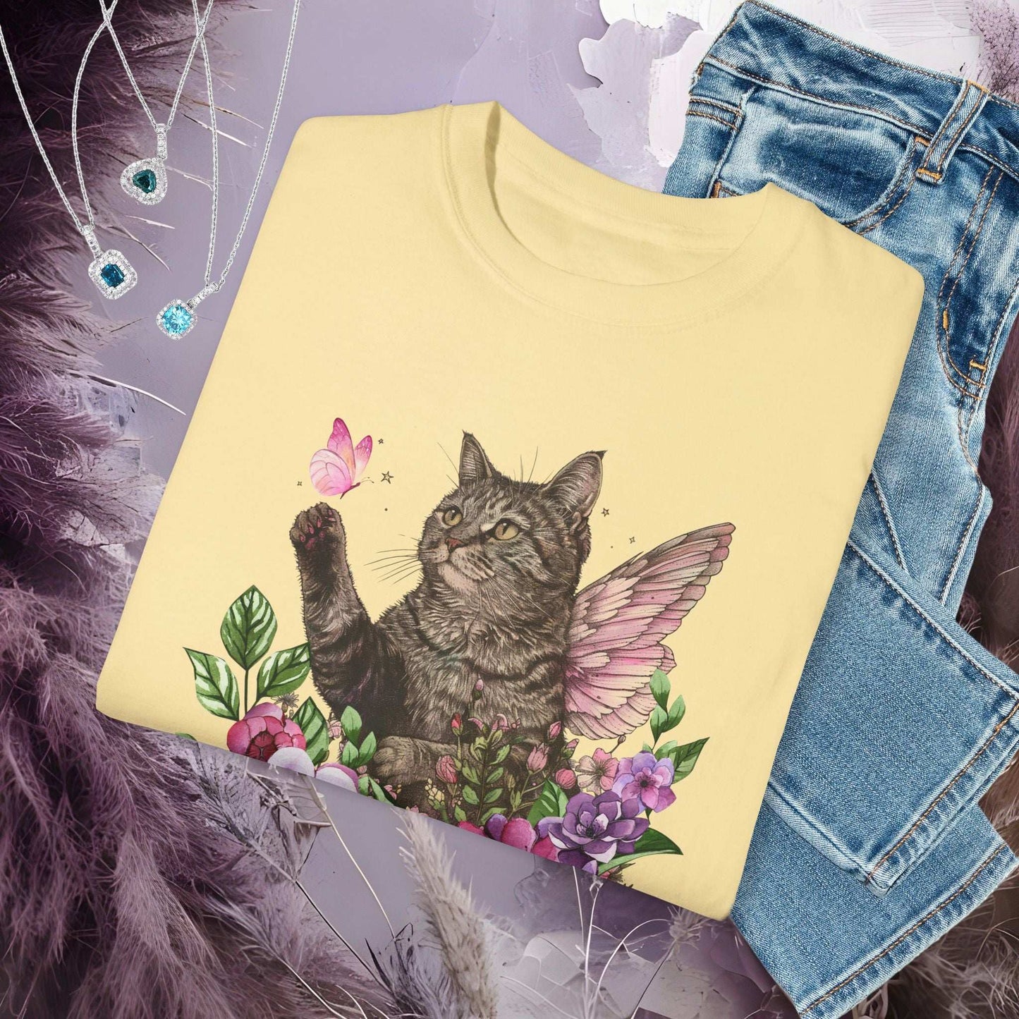 Whimsical Cat T-Shirt - Fairy Dust Tee Shop