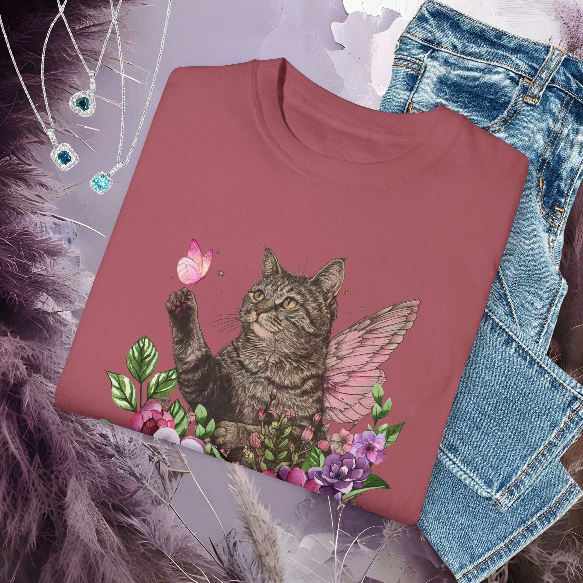 Whimsical Cat T-Shirt - Fairy Dust Tee Shop