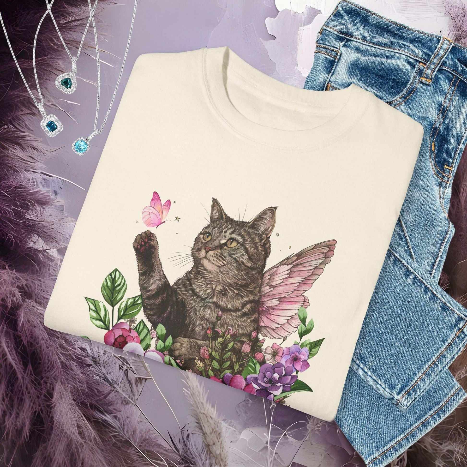 Whimsical Cat T-Shirt - Fairy Dust Tee Shop