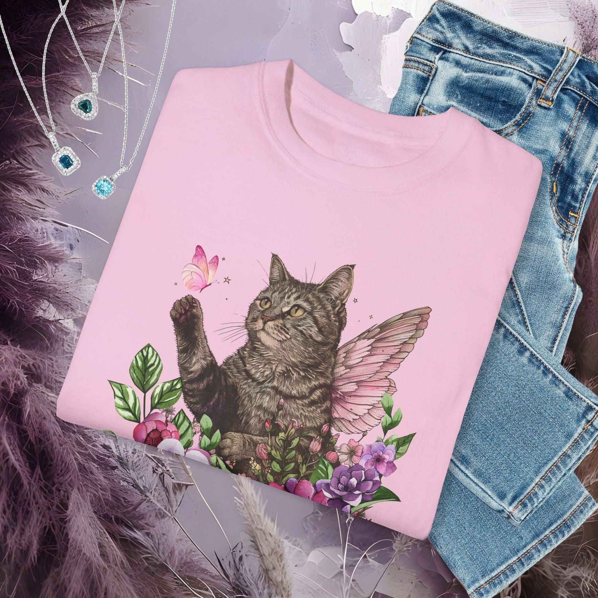 Whimsical Cat T-Shirt - Fairy Dust Tee Shop