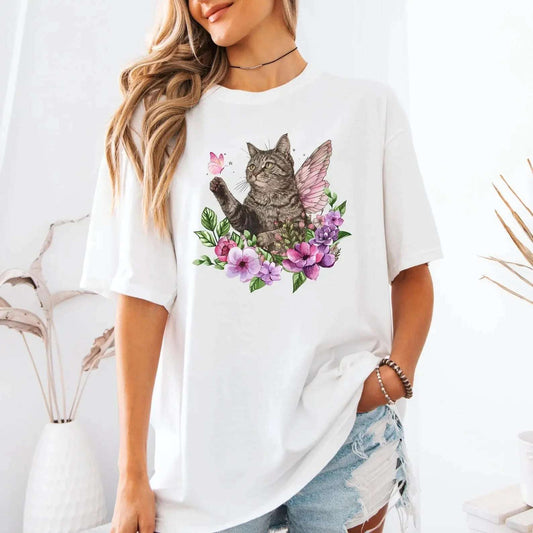 Whimsical Cat T-Shirt - Fairy Dust Tee Shop