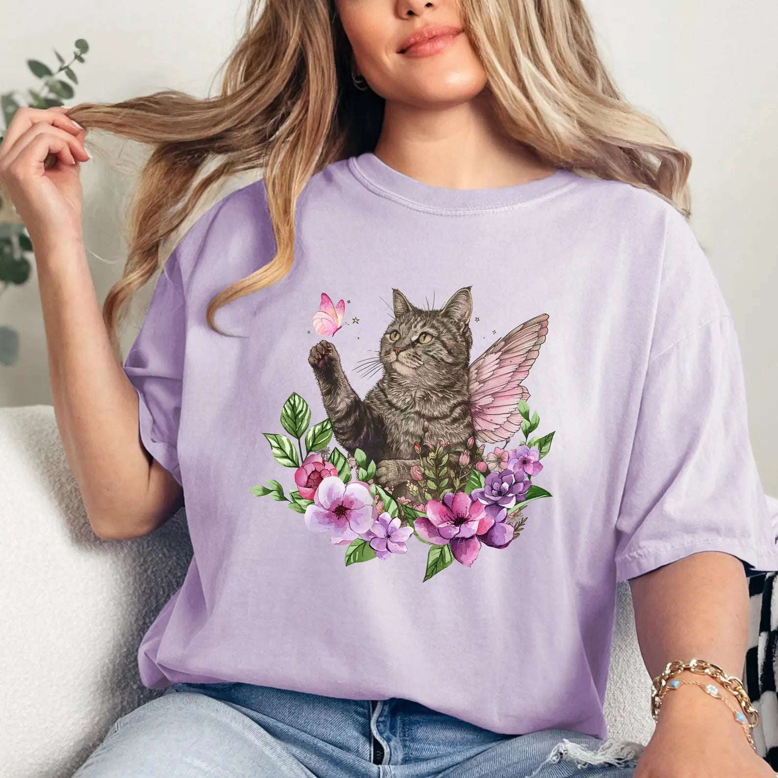 Whimsical Cat T-Shirt - Fairy Dust Tee Shop