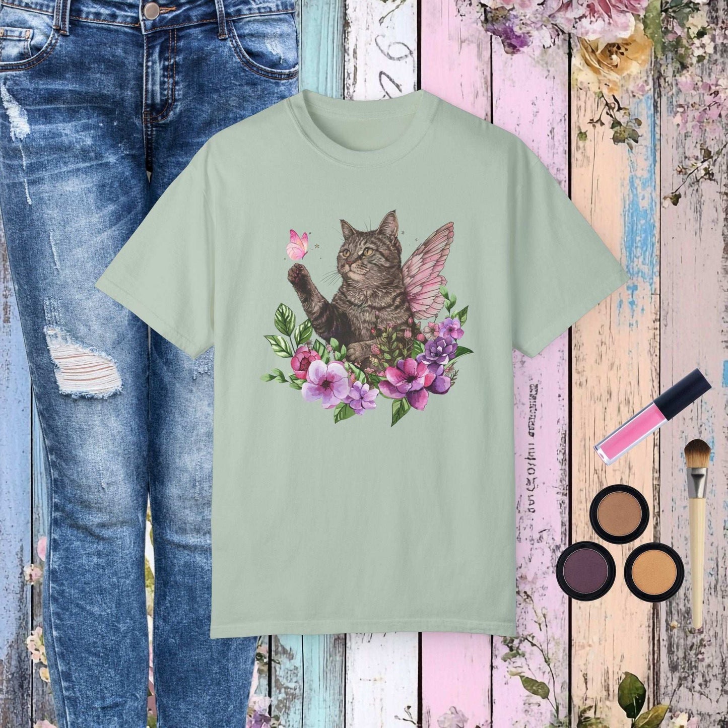 Whimsical Cat T-Shirt - Fairy Dust Tee Shop