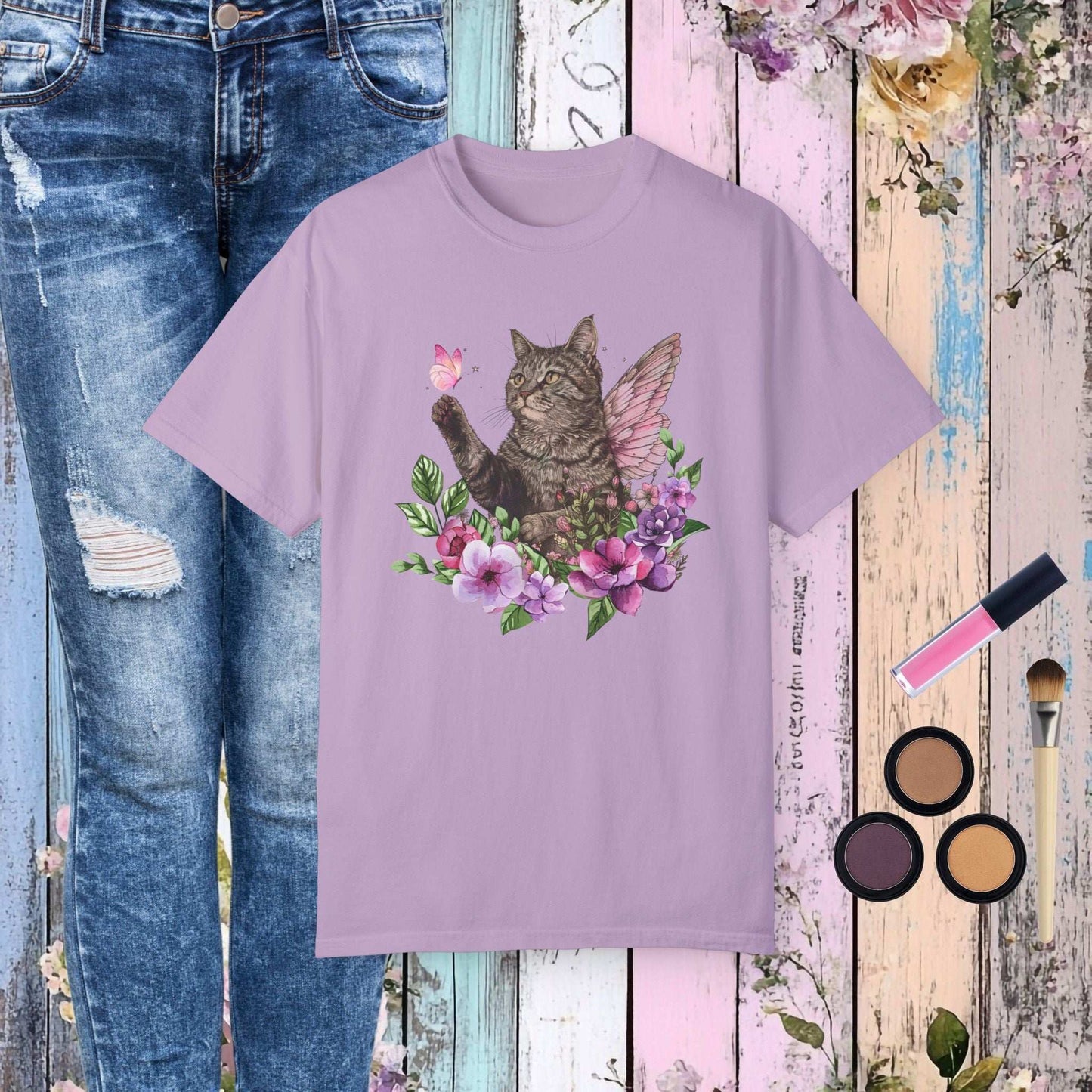 Whimsical Cat T-Shirt - Fairy Dust Tee Shop