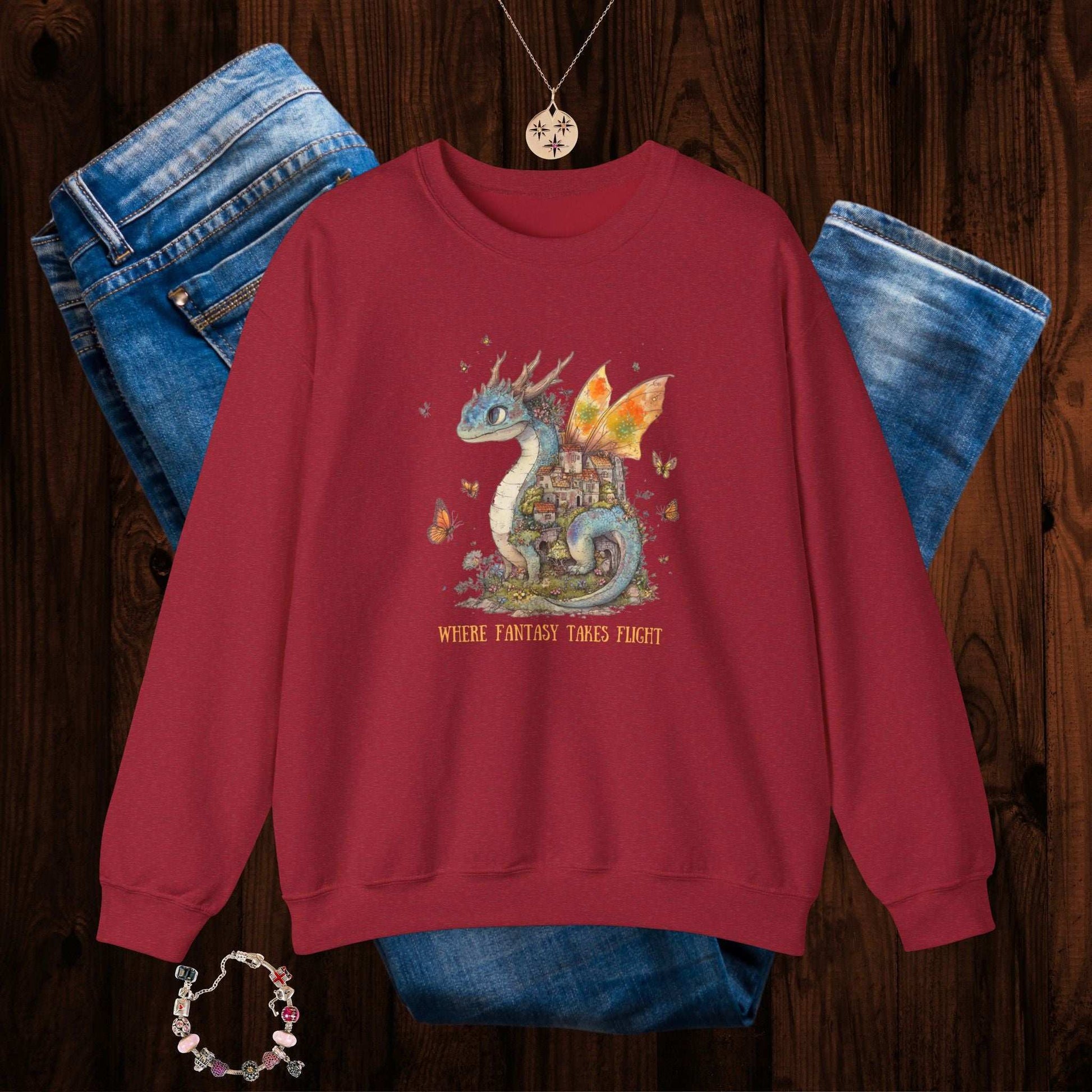 Whimsical Dragon Sweatshirt - Fairy Dust Tee Shop