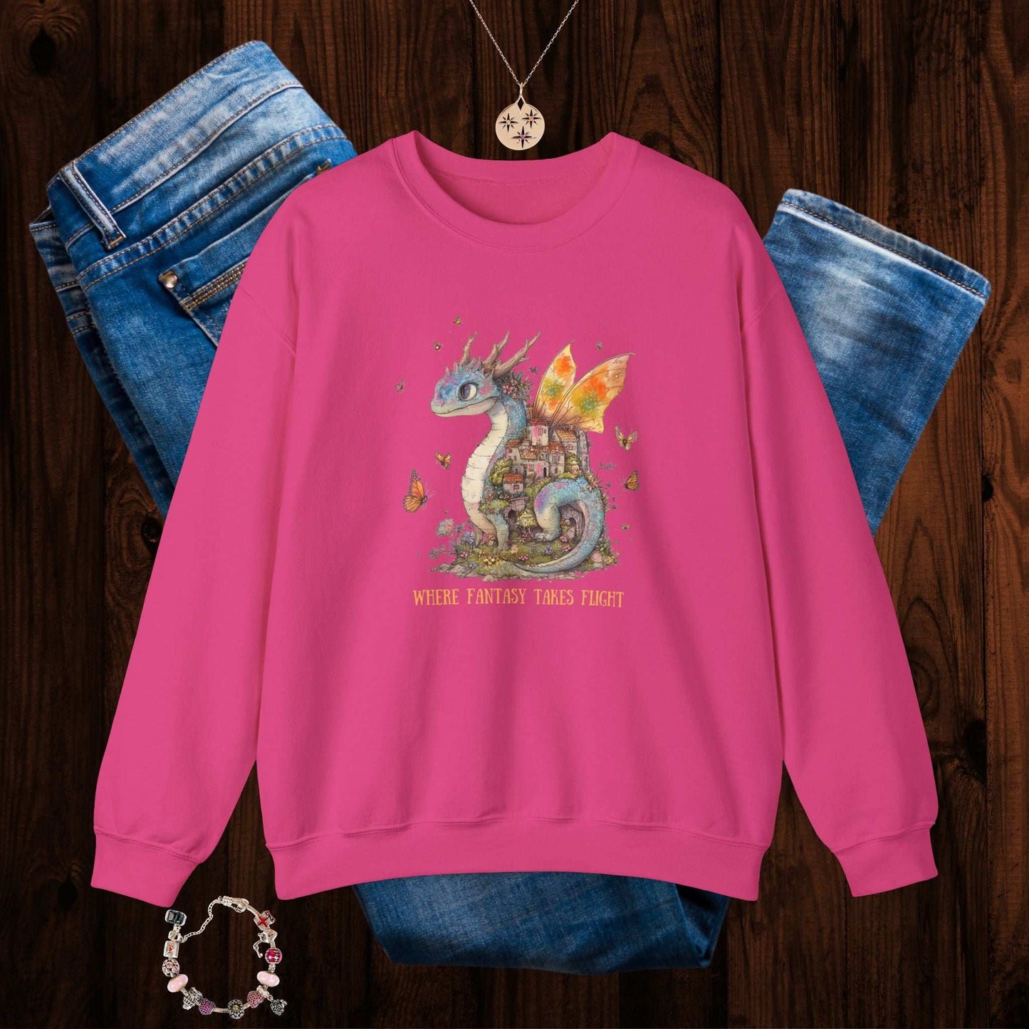 Whimsical Dragon Sweatshirt - Fairy Dust Tee Shop