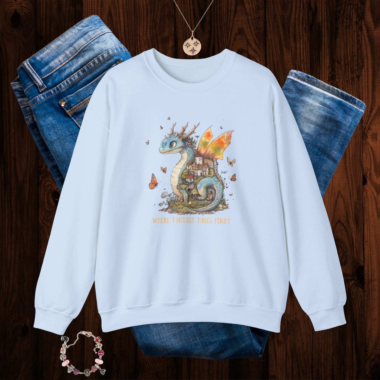 Whimsical Dragon Sweatshirt - Fairy Dust Tee Shop