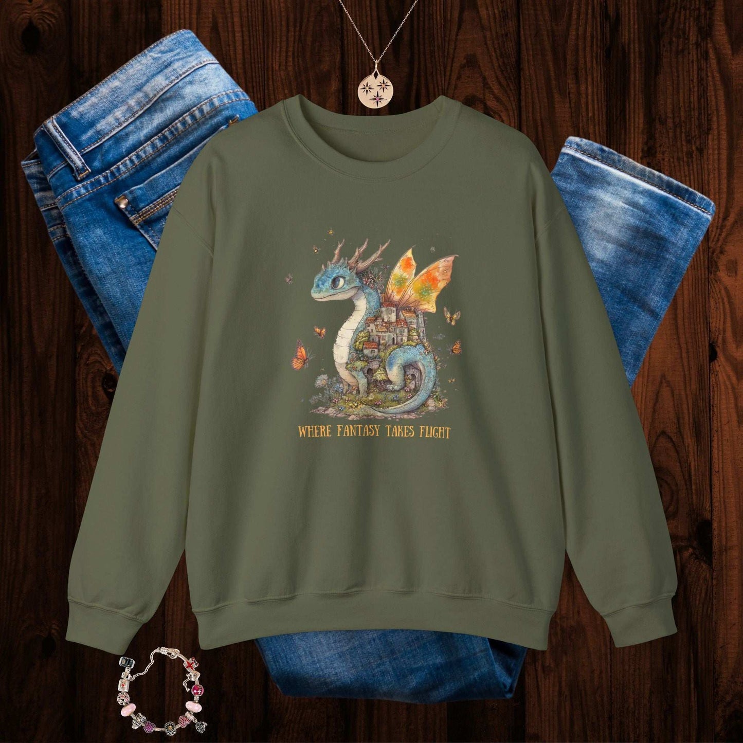 Whimsical Dragon Sweatshirt - Fairy Dust Tee Shop