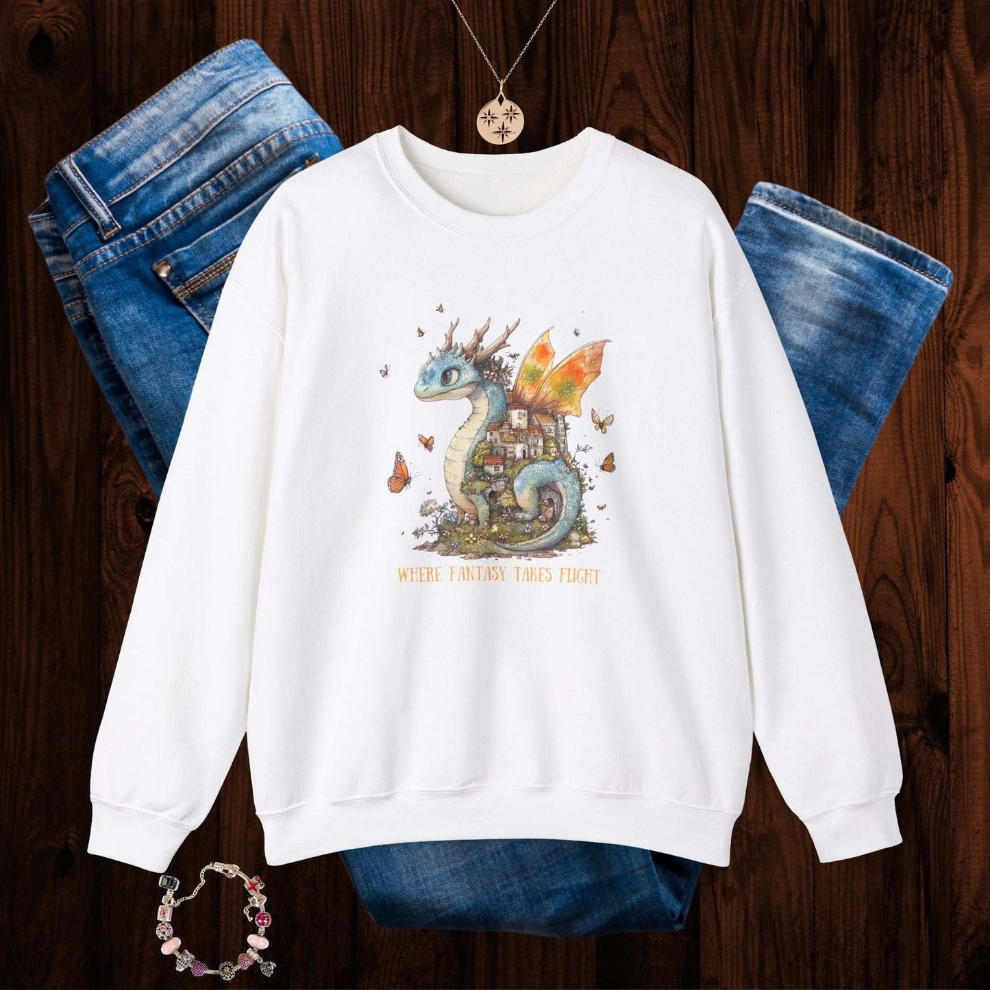 Whimsical Dragon Sweatshirt - Fairy Dust Tee Shop