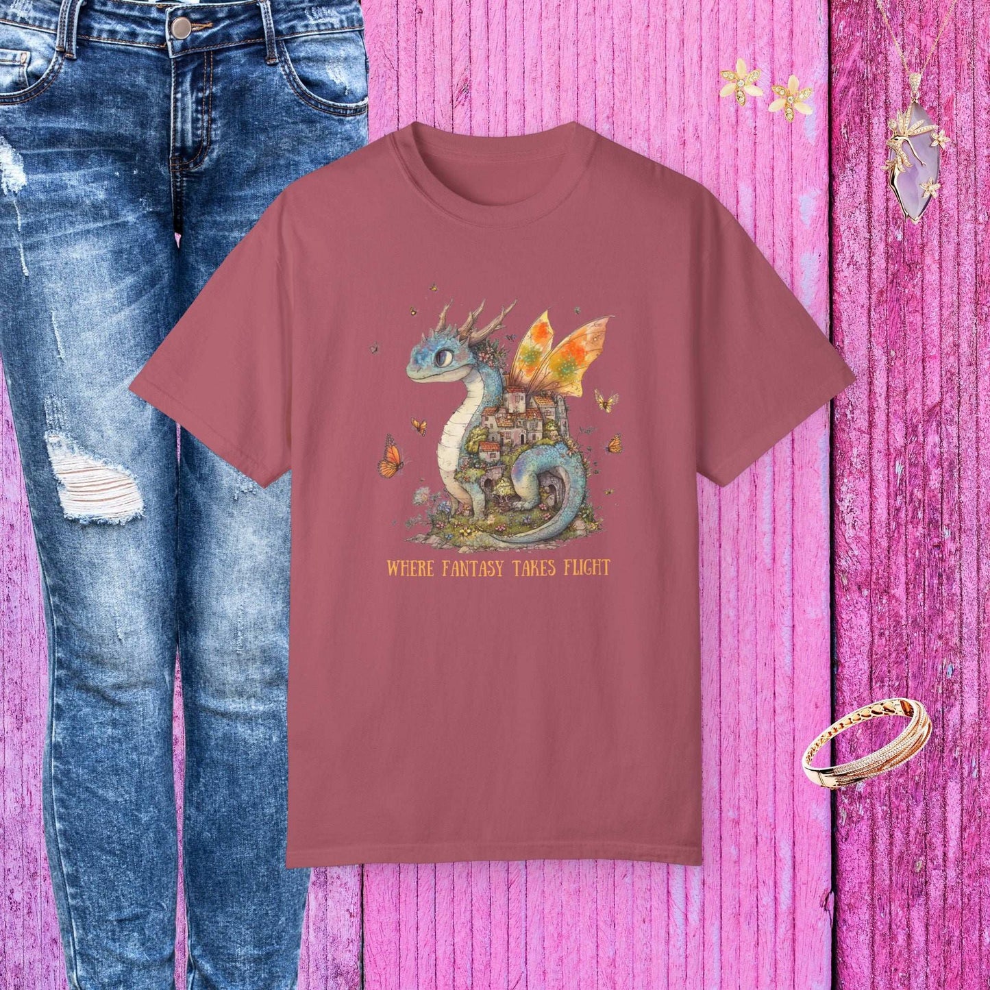Whimsical Dragon T-shirt - Fairy Dust Tee Shop